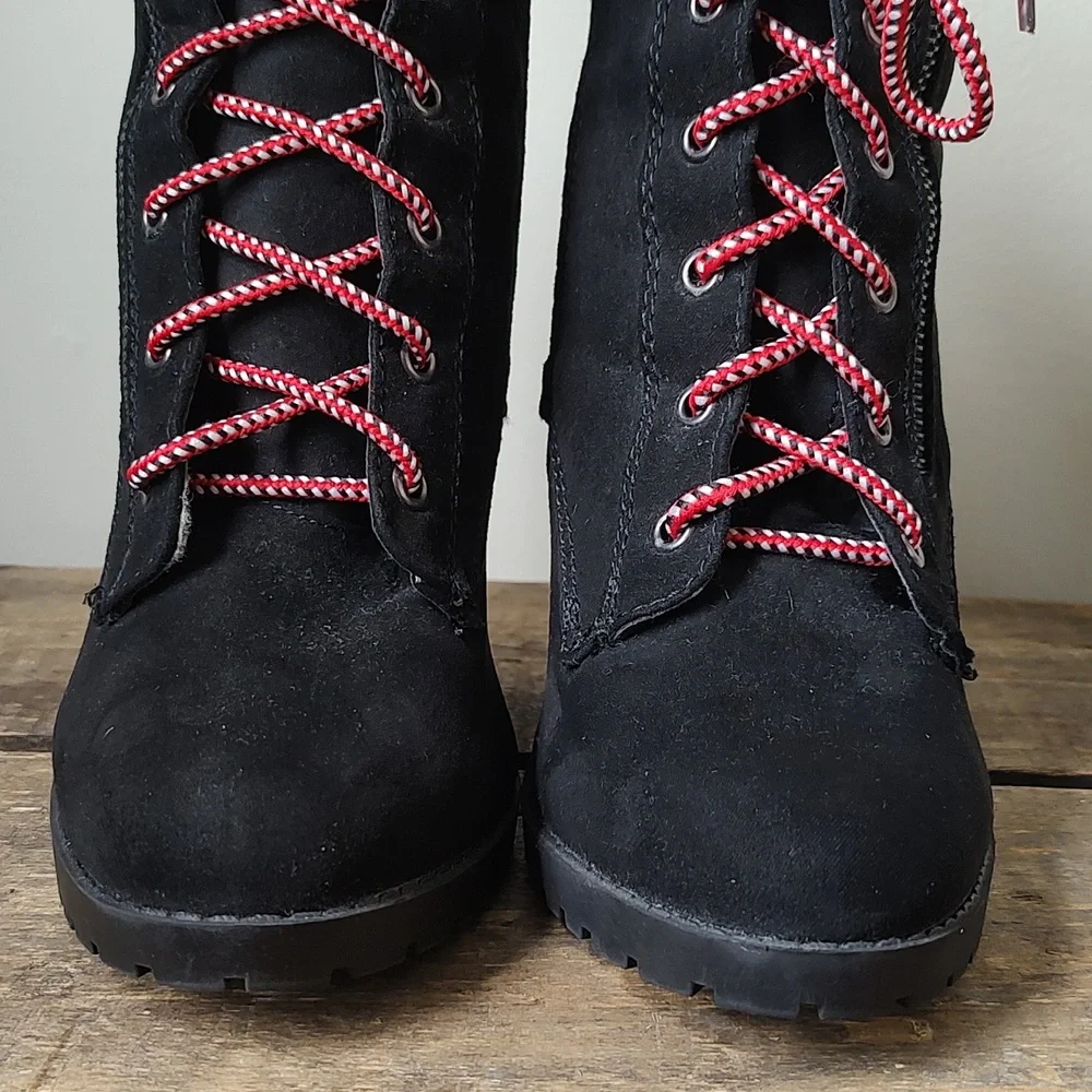 Upcycled! Fun Painted Rainbow Heel Chunky Vegan Booties Size 8 - Picture 6 of 14